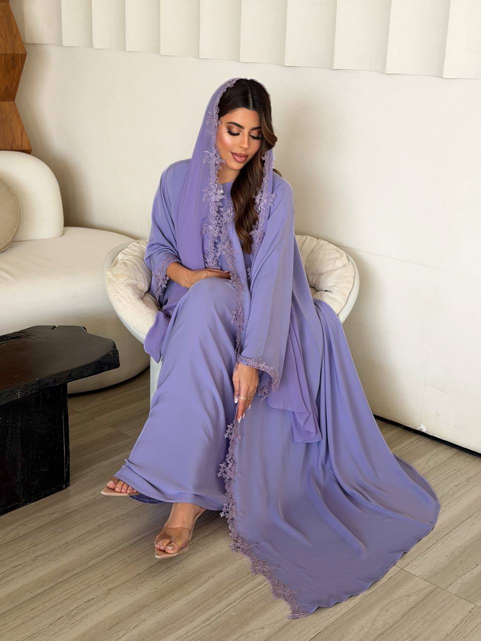 طقم عباية الأناقة الملكية – 3 قطع من الفخامة الكلاسيكية - الصورة 3